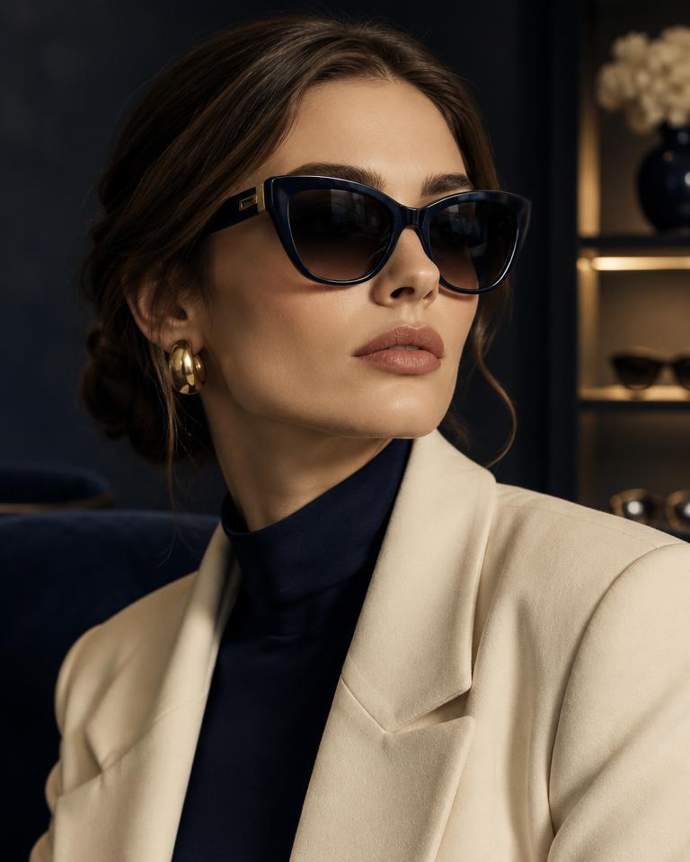 Mannequin portant des lunettes papillon de créateur